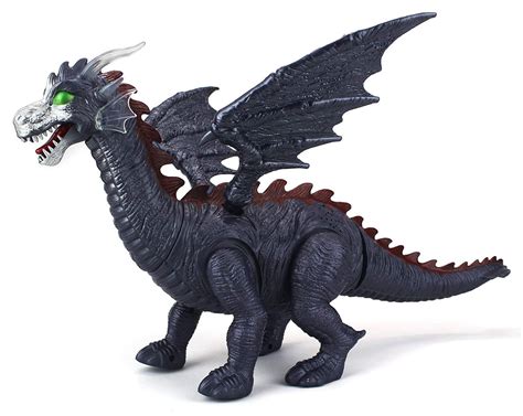 Battery Operated Walking Toy Dragon with Wings Figure, w/ Realistic Movement, Lights and Sounds ...