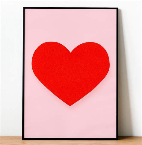 Big Red Heart Art, Light Pink Wall Art, Teen Girl Room Decor, Preppy ...