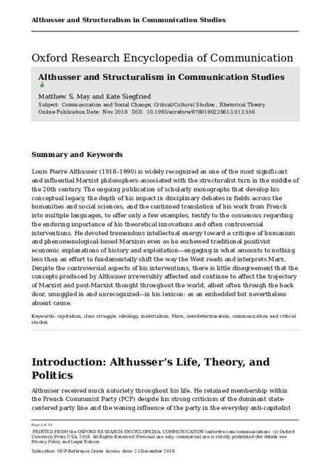 (PDF) Althusser and Structuralism in Communication Studies | Kate Siegfried - Academia.edu