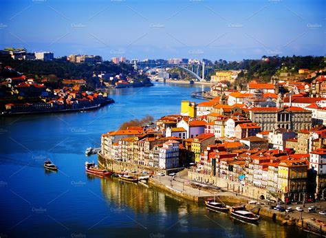 Hill with old town of porto portugal containing aged, ancient, and sun | Architecture Stock ...