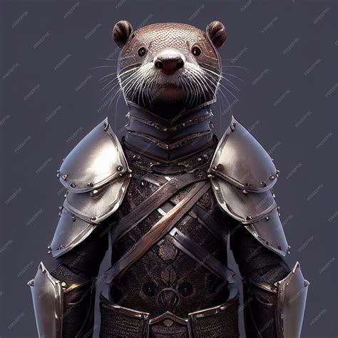 Premium Photo | Anthropomorphic otter warrior with medieval armor 3d rendering