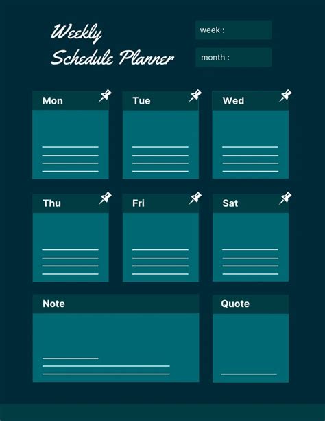 Firefly Minimalist Weekly Schedule Planner Template - Venngage