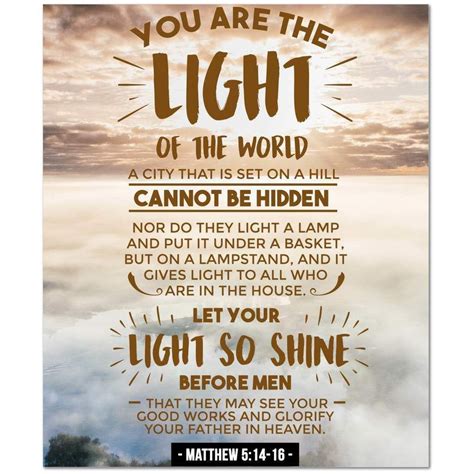 Bible Verse Canvas You Are The Light Matthew 5:1416 Christian Home Décor Ready to Hang Wall Art ...