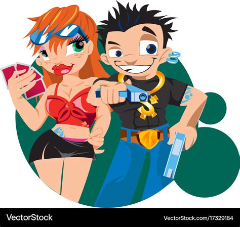 Gang lady and gangster cartoon characters Vector Image