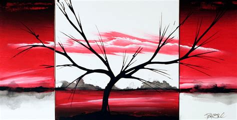 Red original fine art paintings by Dapore: Red landscape painting ...