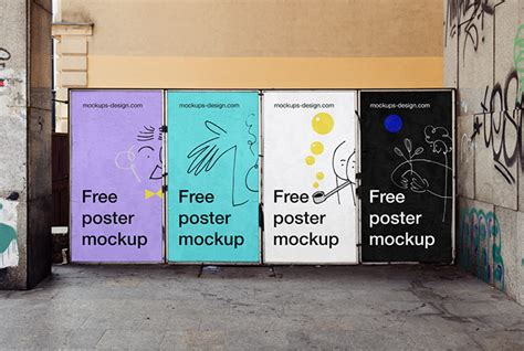 Wall advertisements on the street mockup - Mockups Design