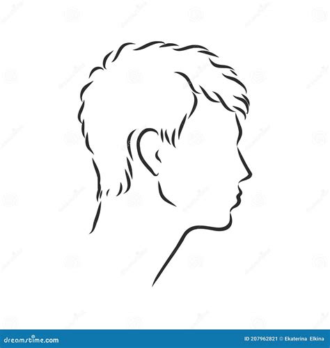 Outline Side Profile Of A Human Male Head. Male Profile Vector Sketch ...