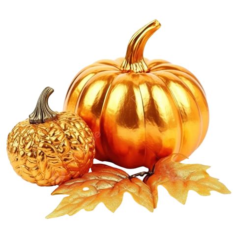 Decorative Golden Papier Mache Pumpkin And Autumn Leaves For Halloween Thanksgiving, Fall Leaves ...