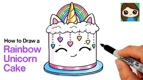 How to Draw a Rainbow Unicorn Cake 🌈🦄🎂 - YouTube | Rainbow unicorn cake ...