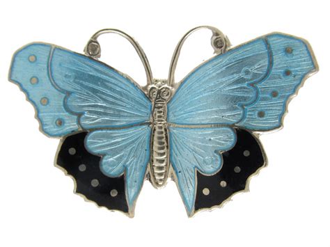 Silver & Enamel Butterfly Brooch - The Antique Jewellery Company