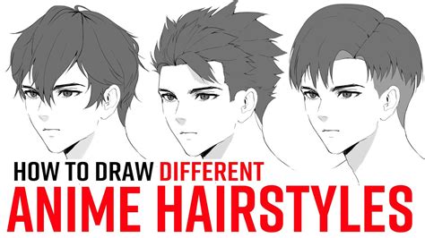 How to Draw Different Anime Hairstyles MALE - YouTube