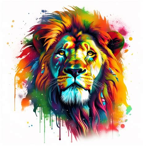 Premium Photo | Brightly colored lion with a mane and a mane on a white ...