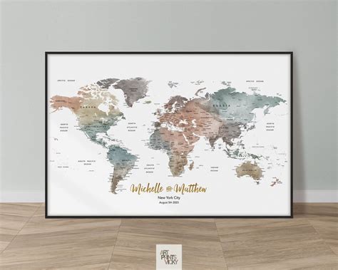 World Map Poster Custom Map World Map Wall Art Detailed - Etsy