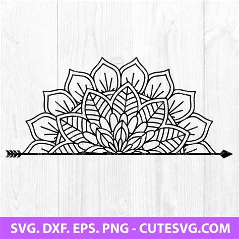 Half Mandala SVG Cut File, Half Mandala Wall Decal SVG, Iron On