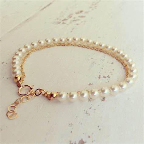 Pearls & Gold Bracelet Pearl Bracelet Bridesmaid Gifts