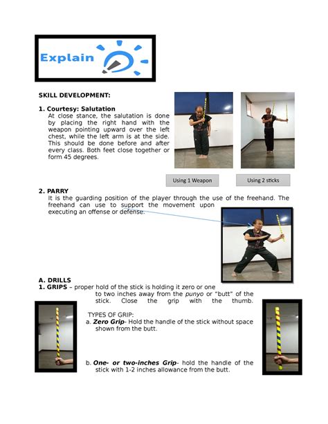 M3. Arnis Explain - PE MODULE - SKILL DEVELOPMENT: 1. Courtesy: Salutation At close stance, the ...