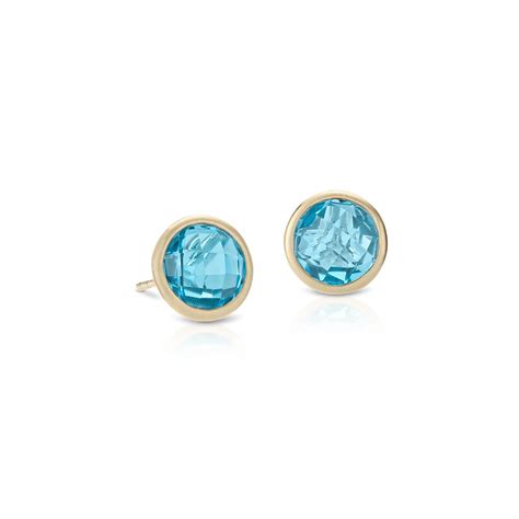 Blue Topaz Stud Earrings in 14k Yellow Gold (7mm) | Blue Nile