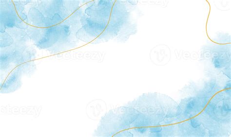 abstrait très bleu pastel aquarelle peindre tache Contexte avec or ligne 20575948 PNG