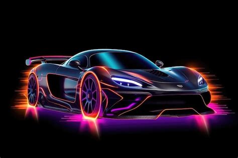 Premium AI Image | A black car with neon lights that says mclaren on ...