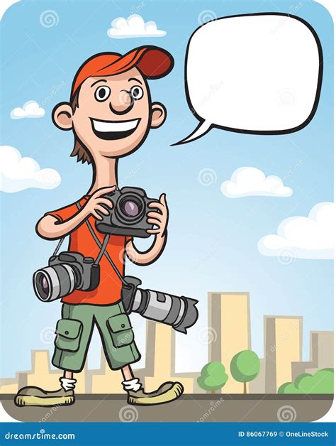 Funny cartoon photographer stock vector. Illustration of line - 86067769