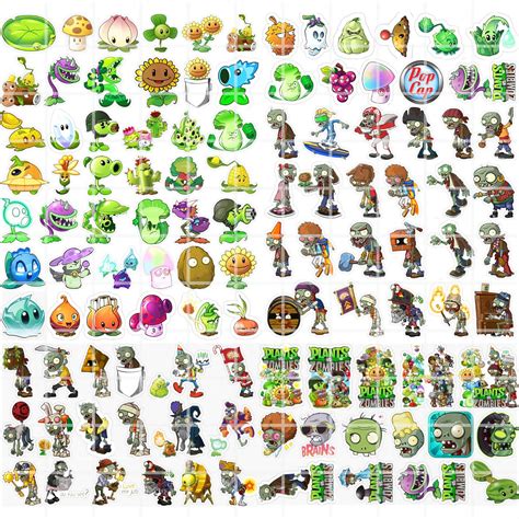 100/50/15 pcs Plants Vs Zombies Graffiti Deco Stickers + Free 2023 Mini Calendar Online Games ...