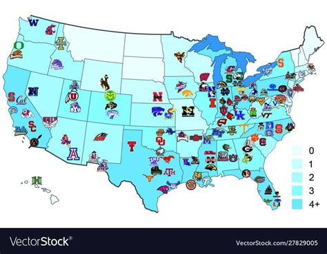 Usa ncaa division 1 football map vector image on VectorStock | Football ...