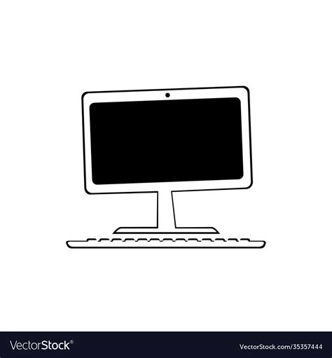 Desktop computer black and white 2d flat Vector Image