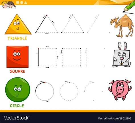 Educational Cartoon Illustration of Basic Geometric Shapes Drawing for Children. Download a Free ...