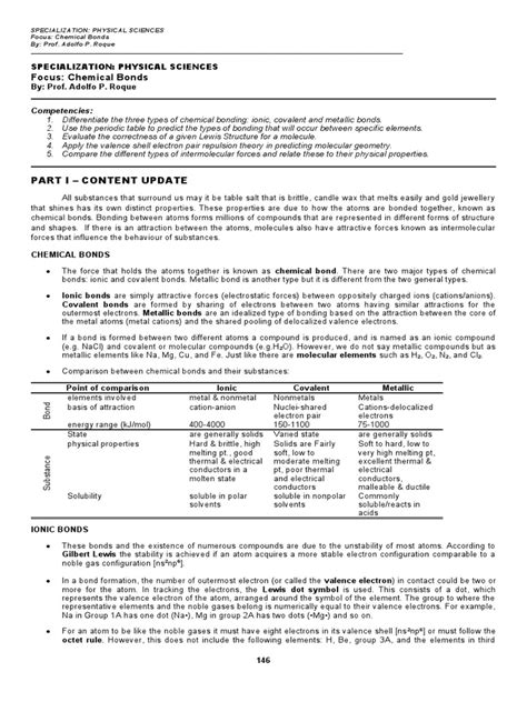 An In-Depth Look at Chemical Bonding: Ionic, Covalent and Metallic Bonds | PDF | Chemical Bond ...