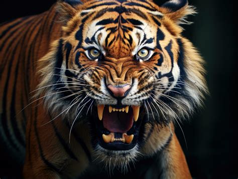 Close up shot of a wild tiger roaring 26840979 Stock Photo at Vecteezy