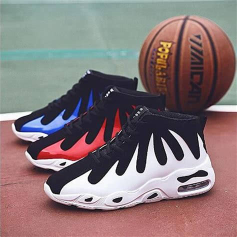 High Top Mens Basketball Shoes Jordan Retro Basketball Boots Breathable Nonslip Lace Up White ...