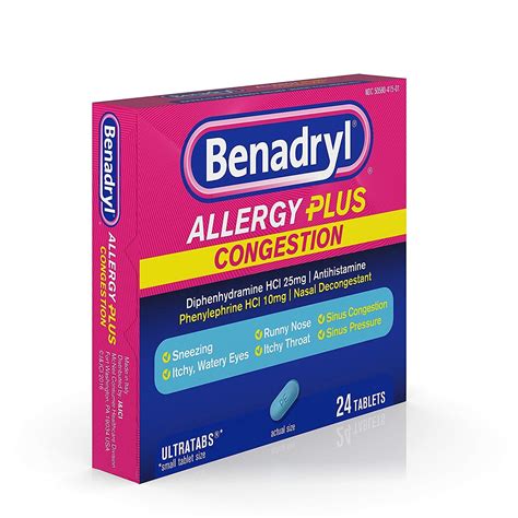 Benadryl Allergy Plus Congestion Ultra Tablets 24 Count Each 300450557261 | eBay