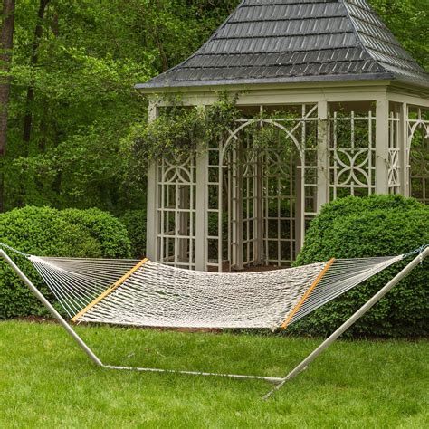 Hammocks - Large Original Cotton Rope Hammock With Metal Stand on Sale | DFOHome