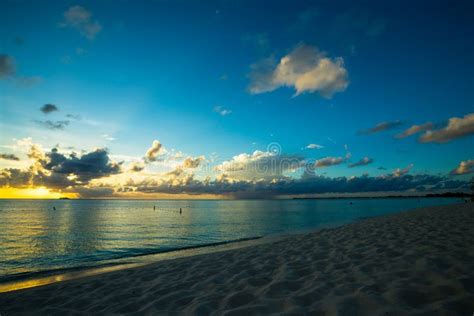 Sunset on a Caribbean Beach Stock Image - Image of hour, mile: 79255641