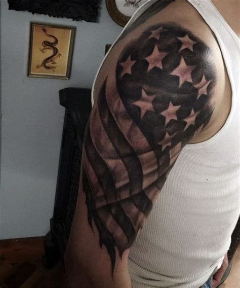 Black And White Torn American Flag Tattoo - About Flag Collections