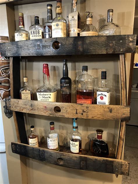 Bourbon barrel floating shelf whiskey barrel floating shelf rustic shelf bar accessories bourbon ...