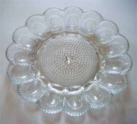 Depression Glass Deviled Egg Plate Scalloped Edge