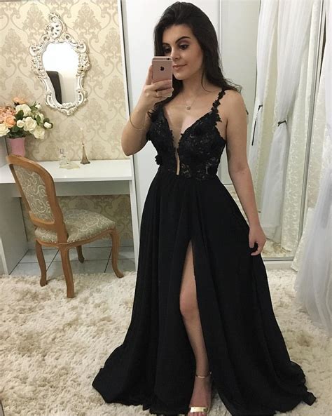 Black Chiffon Prom Dress Full Length Evening Dress Bridesmaid Dress on ...