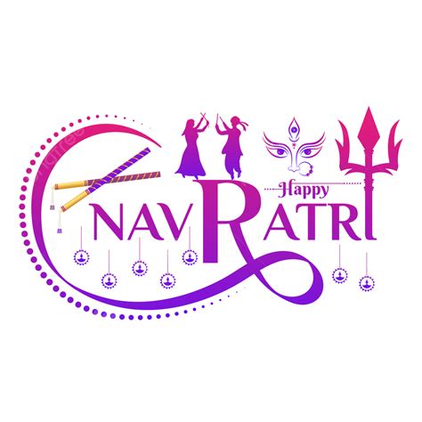 Happy Navratri Calligraphy Garba Couple Dancing Dandiya Sticks, Navratri, Durga Puja, India PNG ...