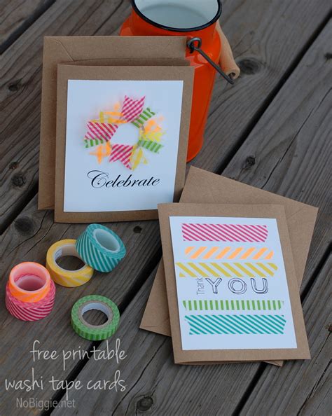 Washi Tape Cards (free printable) | NoBiggie