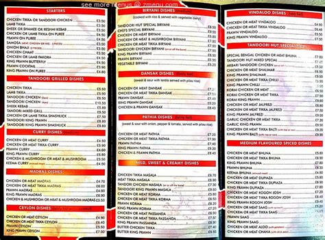 Menu at The Tandoori Hut fast food, Southend-on-Sea