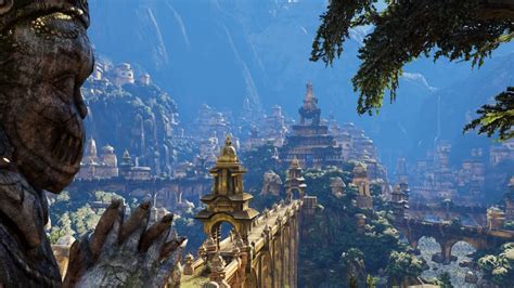 Shambhala as depicted in Uncharted 2 | Fantasy city, Fantasy landscape ...