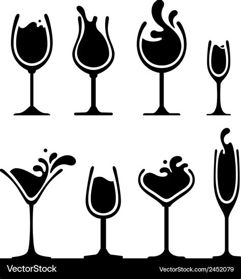 Silhouette wine glass with splash Royalty Free Vector Image