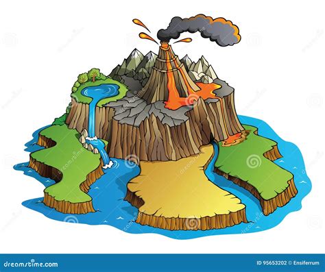 Volcano island stock vector. Illustration of environment - 95653202