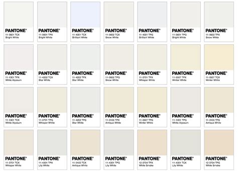 Color Chart Shades Of White