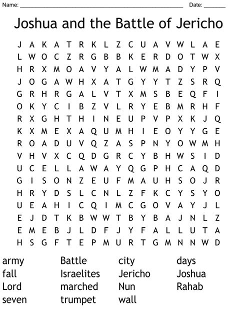 Joshua and the Battle of Jericho Word Search Puzzle