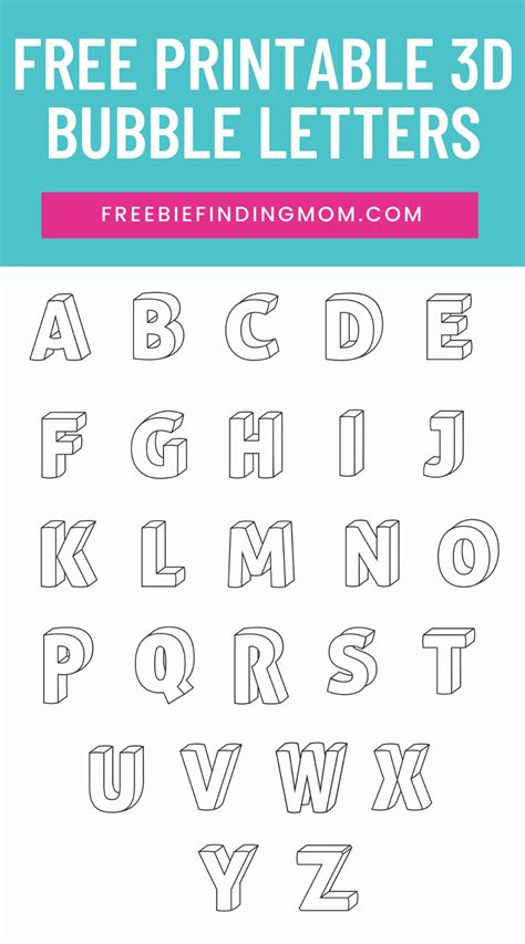 This a 3D bubble letters alphabet. They are printable letters that can be used for crafts ...