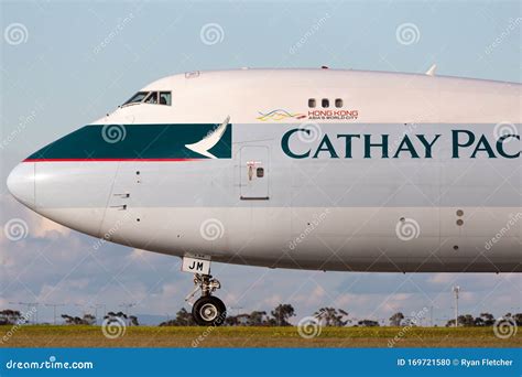 Cathay Pacific Cargo Airways Boeing 747-8 Cargo Aircraft B-LJM Preparing for Takeoff from ...