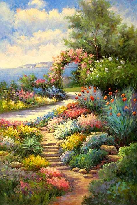 Landscape Flower Garden Watercolor Painting - Urban Style Design