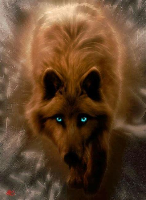 Beautiful Brown Wolf With Blue Eyes